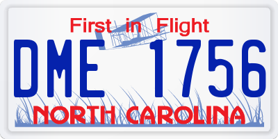 NC license plate DME1756