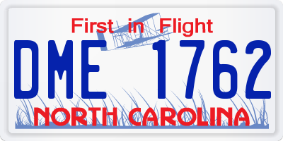 NC license plate DME1762
