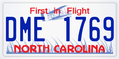 NC license plate DME1769