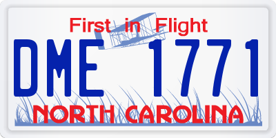 NC license plate DME1771