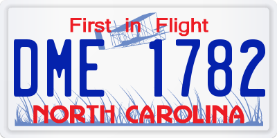 NC license plate DME1782