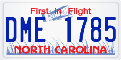 NC license plate DME1785