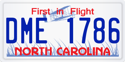 NC license plate DME1786