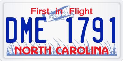 NC license plate DME1791