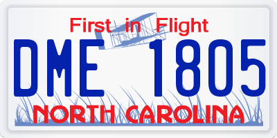 NC license plate DME1805