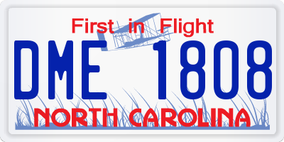NC license plate DME1808
