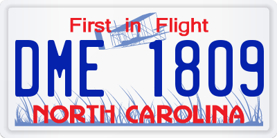 NC license plate DME1809
