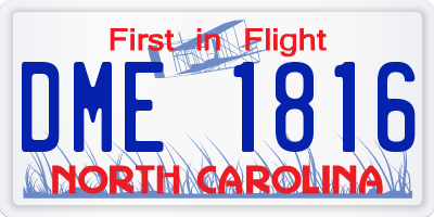 NC license plate DME1816