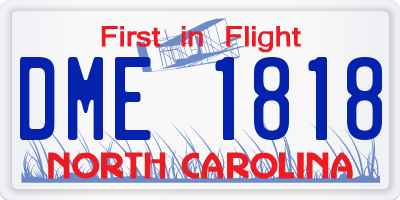 NC license plate DME1818