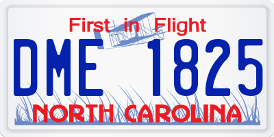 NC license plate DME1825