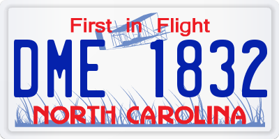 NC license plate DME1832