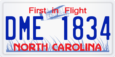 NC license plate DME1834