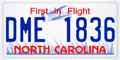 NC license plate DME1836