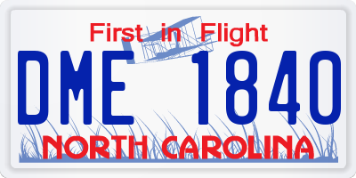 NC license plate DME1840