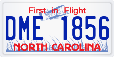 NC license plate DME1856