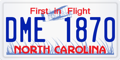 NC license plate DME1870
