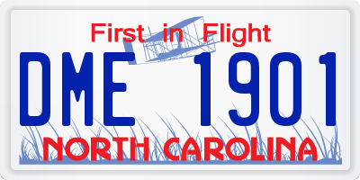 NC license plate DME1901