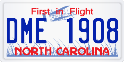NC license plate DME1908