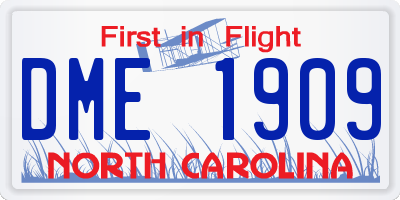 NC license plate DME1909
