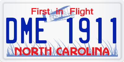 NC license plate DME1911