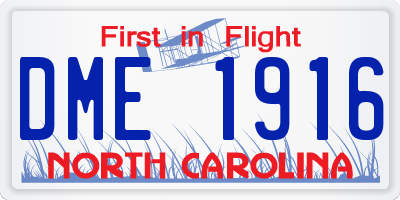 NC license plate DME1916