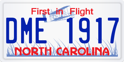 NC license plate DME1917