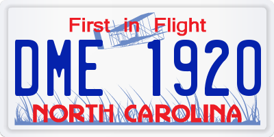 NC license plate DME1920