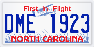 NC license plate DME1923