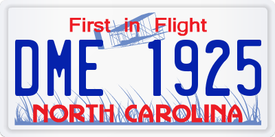 NC license plate DME1925