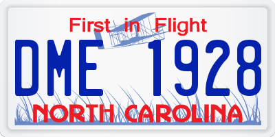 NC license plate DME1928
