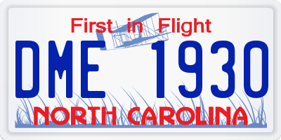 NC license plate DME1930