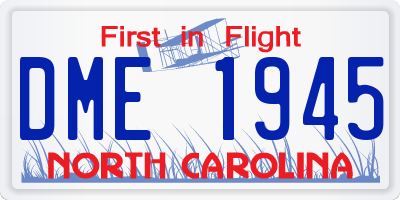NC license plate DME1945