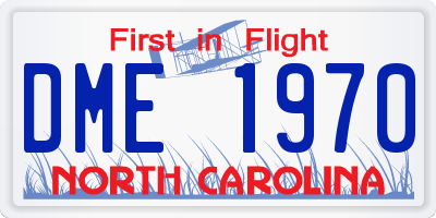 NC license plate DME1970
