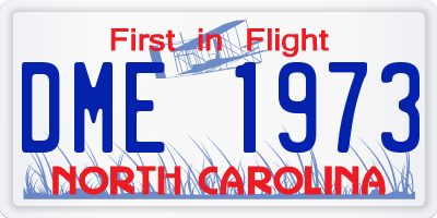 NC license plate DME1973