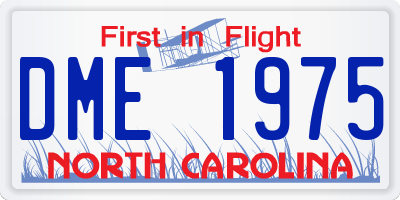 NC license plate DME1975