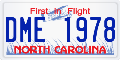 NC license plate DME1978