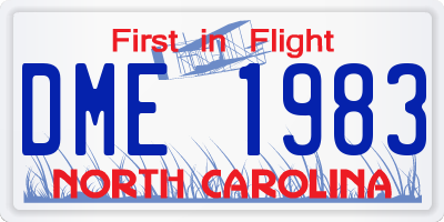 NC license plate DME1983