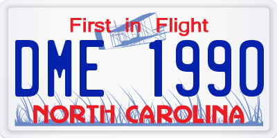 NC license plate DME1990