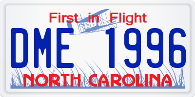 NC license plate DME1996
