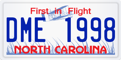 NC license plate DME1998
