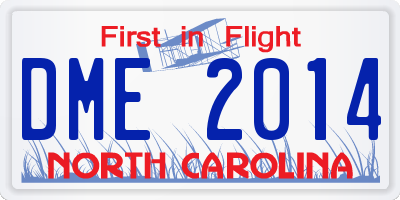 NC license plate DME2014