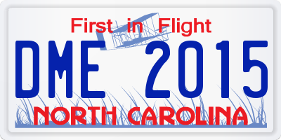 NC license plate DME2015