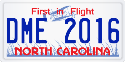NC license plate DME2016