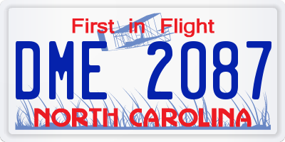 NC license plate DME2087