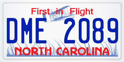 NC license plate DME2089