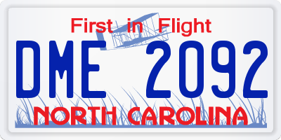NC license plate DME2092