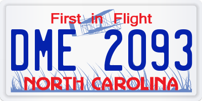 NC license plate DME2093