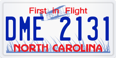 NC license plate DME2131