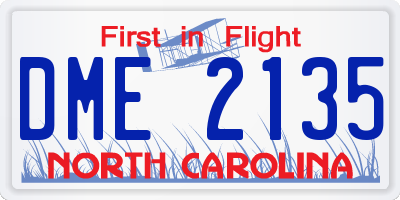 NC license plate DME2135