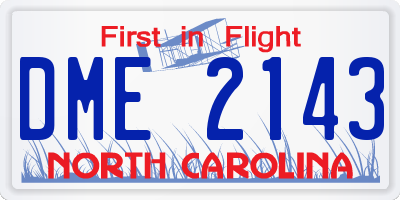 NC license plate DME2143